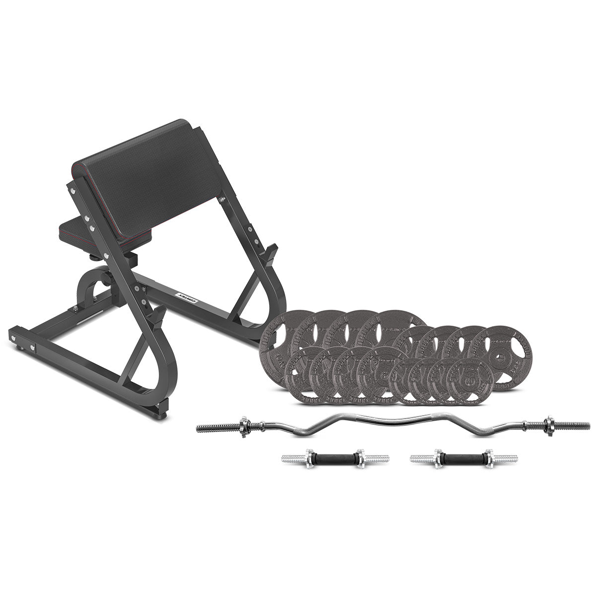 CORTEX BN-8 Preacher Pad + 84kg Standard Tri-Grip Weight Plate & Curl Bar Package