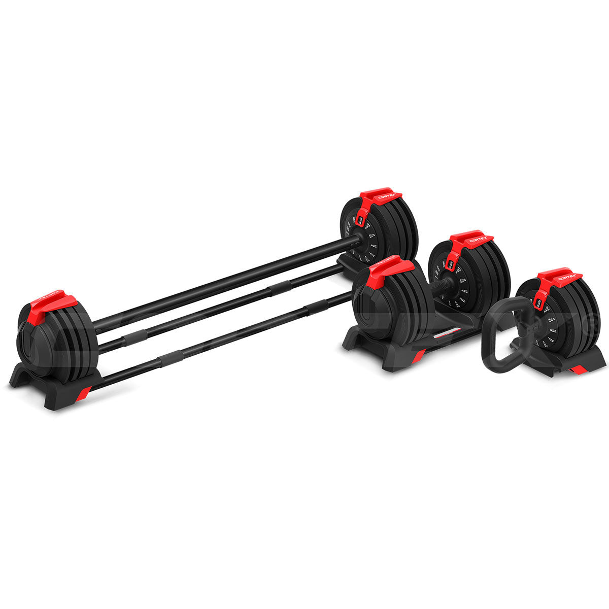 CORTEX Revolock V2 24kg Adjustable Dumbbell + Barbell + Kettlebell All-in-One Set (24kg Single)
