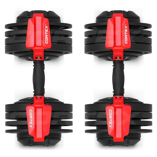 Cortex Revolock V2 48kg Adjustable Dumbbell + Barbell + Kettlebell All-in-One Set with Stand (24kg Pair)