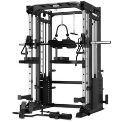 SM-25 6-in-1 Power Rack with Smith & Cable Machine + BN9 Bench + 100kg Olympic Weight Plate & Barbell Package