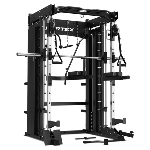 CORTEX SM-26 6-in-1 Power Rack with Dual Stack Smith & Cable Machine + BN9 Bench + 130kg Olympic Weight Plate & Barbell Package