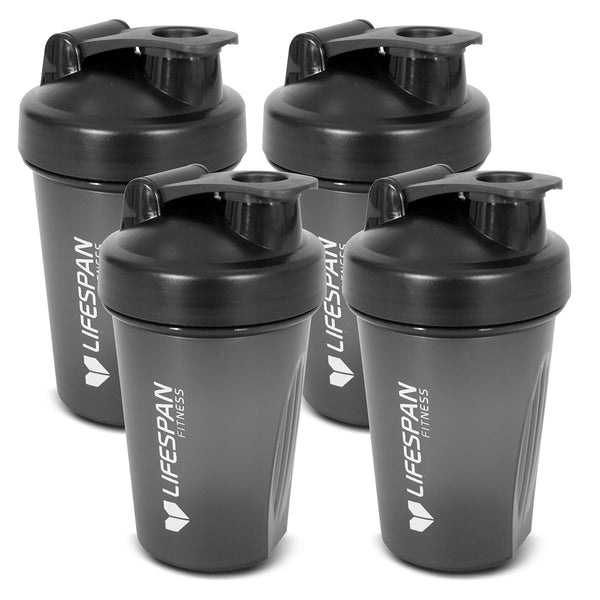 Lifespan Fitness Shaker Bottle (500ml, Black) Pack of 4