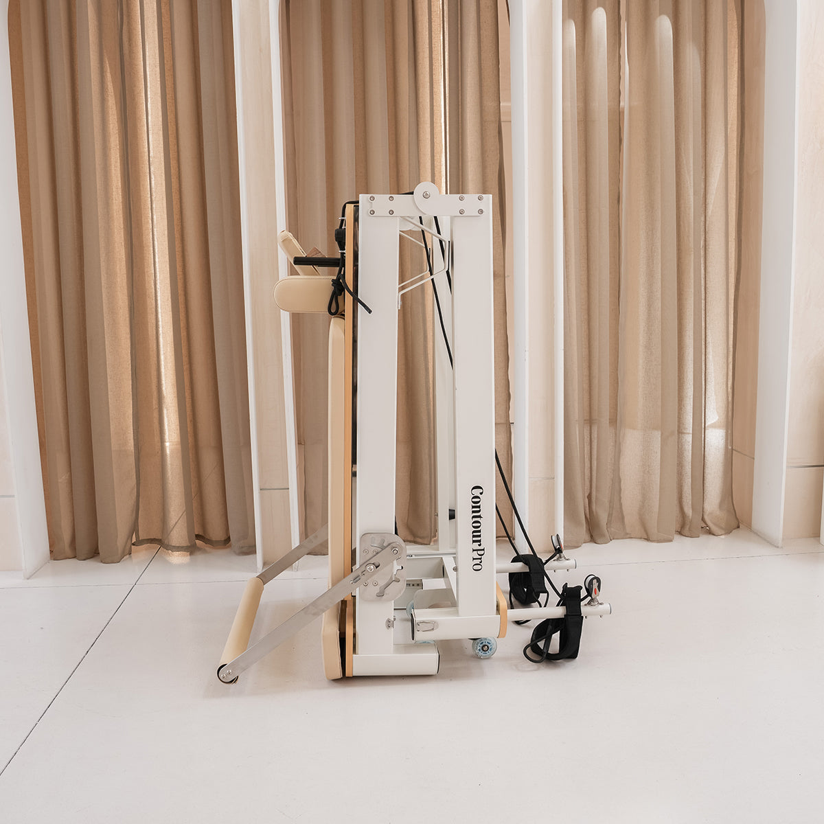 Contour Pro Folding Aluminium Pilates Reformer Machine (Beige)