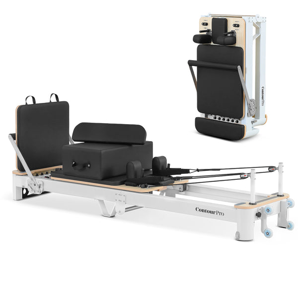 Contour Pro Folding Aluminium Pilates Reformer Machine (Black))