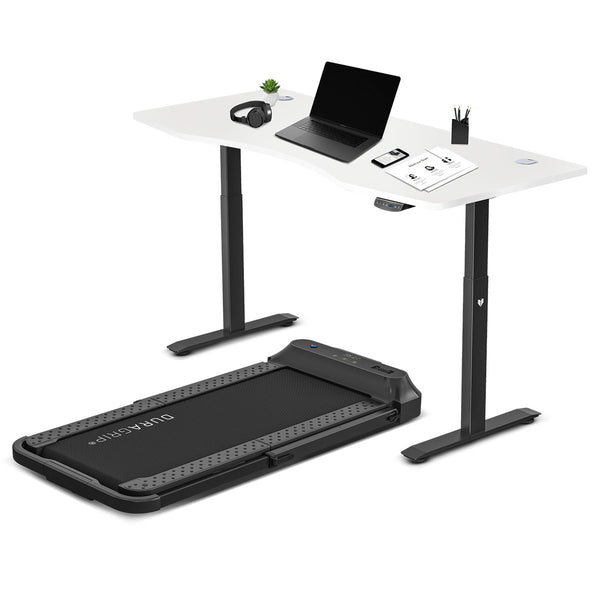 V-Fold Treadmill with ErgoDesk Automatic Standing Desk 1800mm (White)