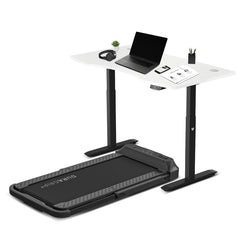 V-FOLD Treadmill with ErgoDesk Automatic Standing Desk 1500mm in White