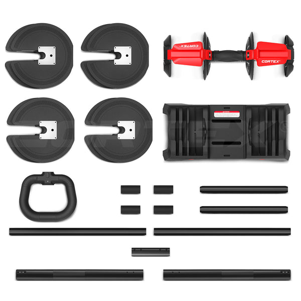 CORTEX Revolock V2 24kg Adjustable Dumbbell + Barbell + Kettlebell All-in-One Set (24kg Single)