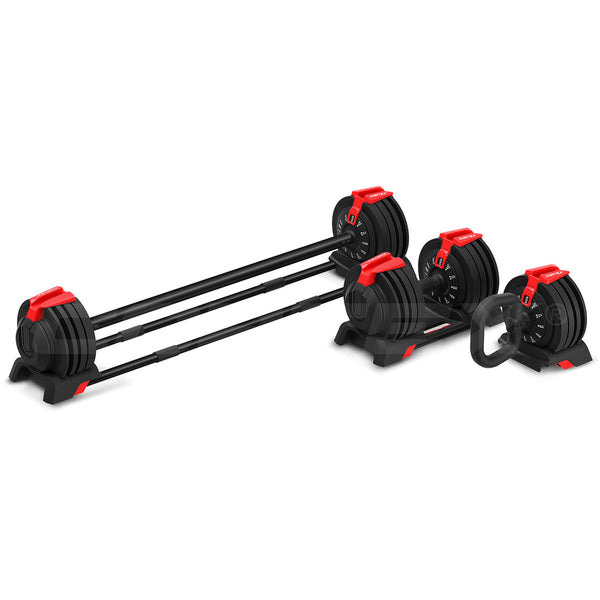 Cortex Revolock V2 48kg Adjustable Dumbbell + Barbell + Kettlebell All-in-One Set (24kg Pair)