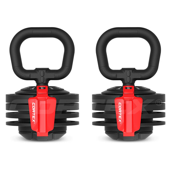 Cortex Revolock V2 48kg Adjustable Dumbbell + Barbell + Kettlebell All-in-One Set with Stand (24kg Pair)