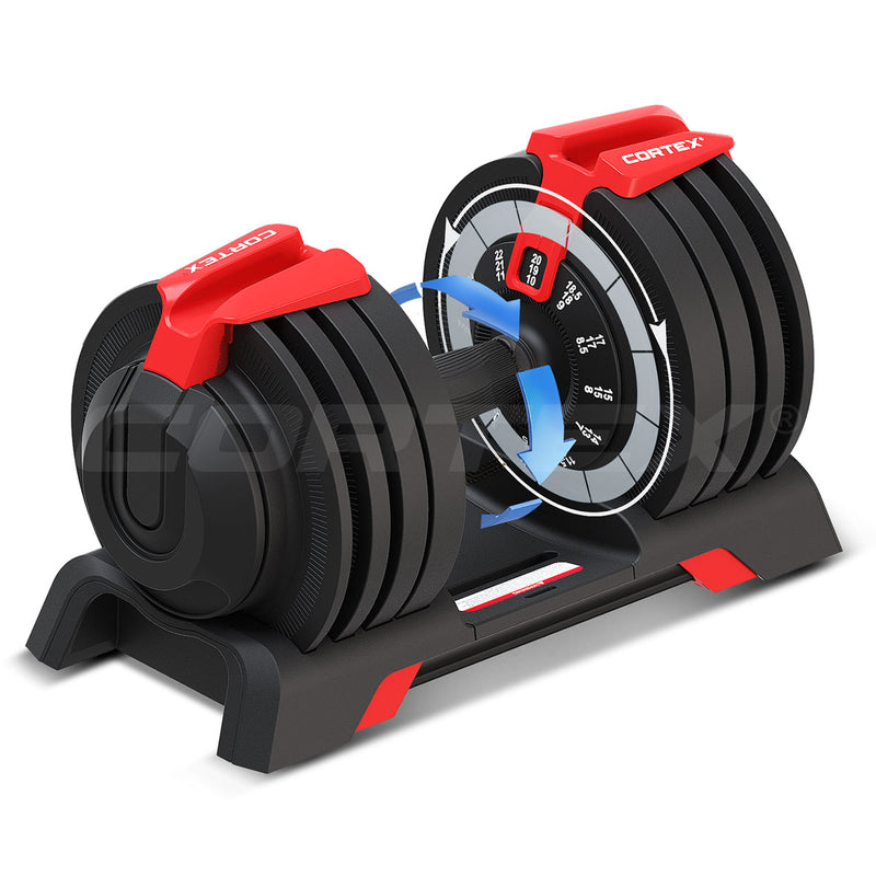 Cortex Revolock V2 48kg Adjustable Dumbbell + Barbell + Kettlebell All-in-One Set (24kg Pair) with Stand