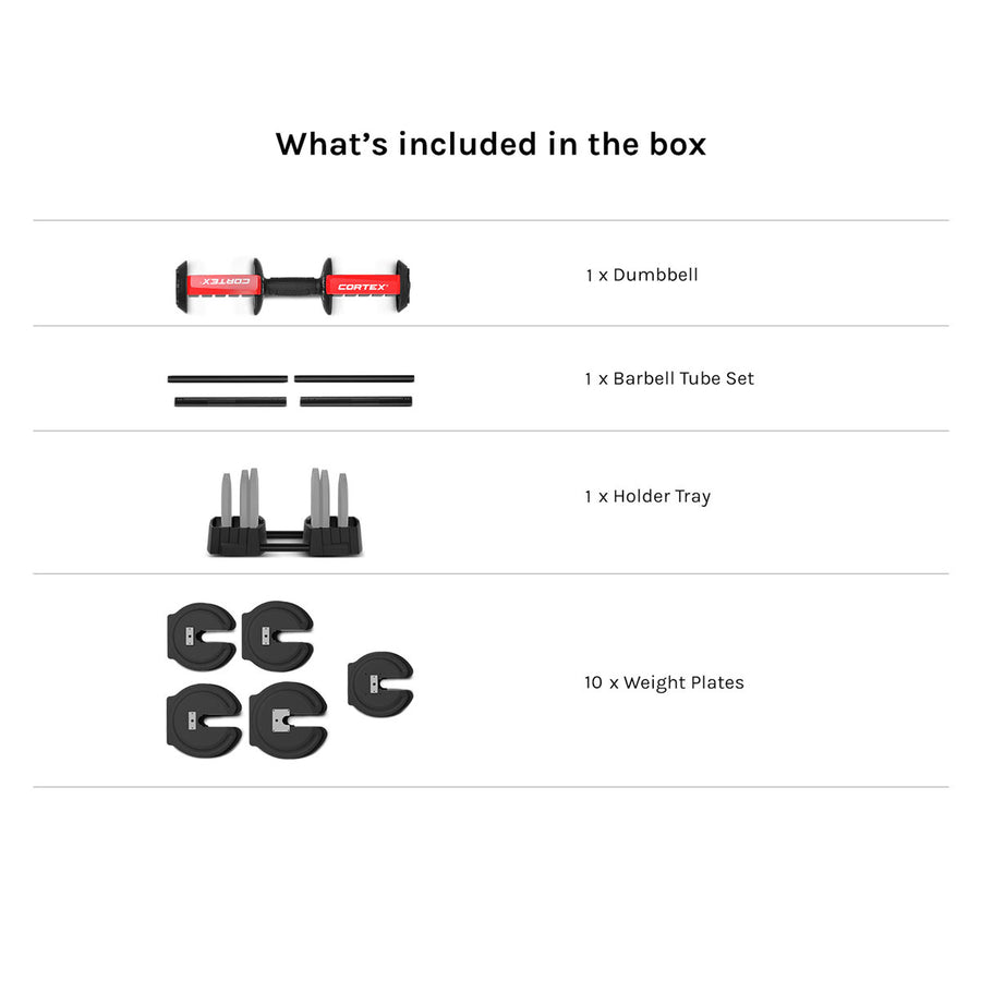 Cortex Revolock V2 40kg Adjustable Dumbbell & Barbell All-in-One Set (40kg Single)