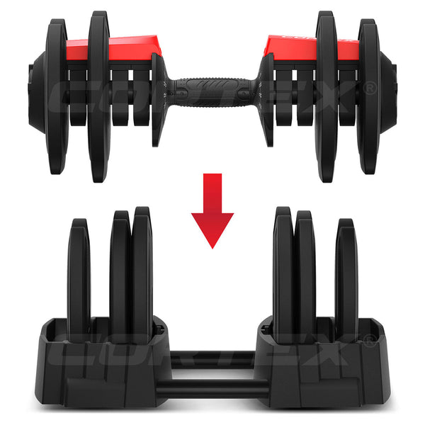 Cortex Revolock V2 80kg Adjustable Dumbbell & Barbell All-in-One Set (40kg Pair)