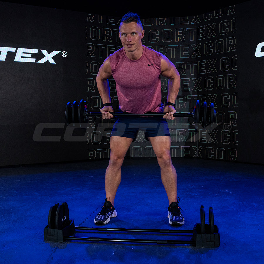 Cortex Revolock V2 80kg Adjustable Dumbbell & Barbell Set (40kg Pair) with Stand
