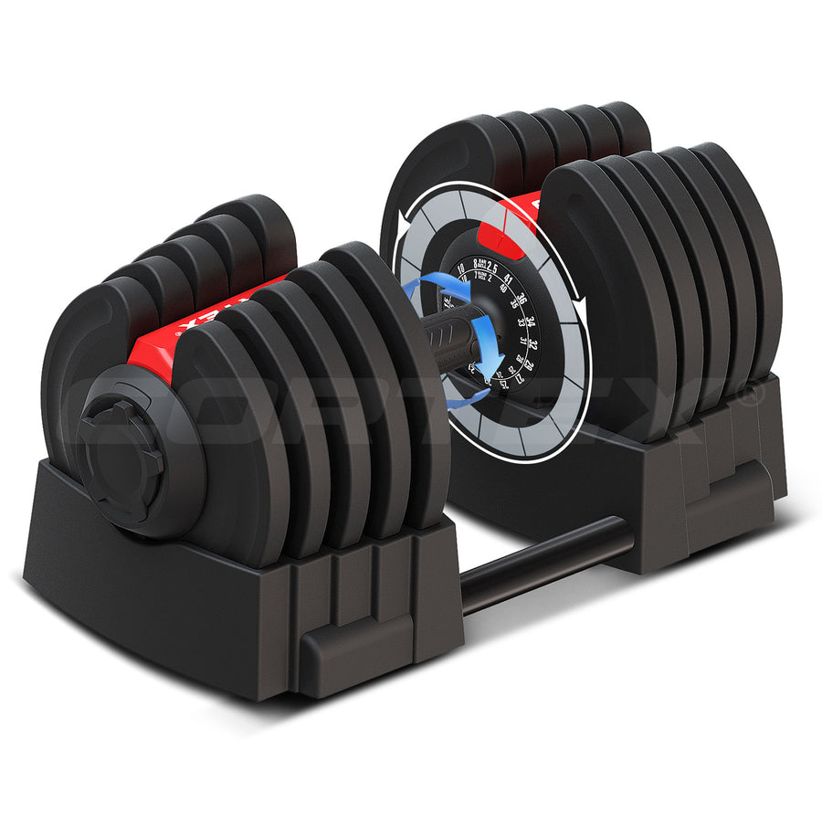 Cortex Revolock V2 80kg Adjustable Dumbbell & Barbell Set (40kg Pair) with Stand