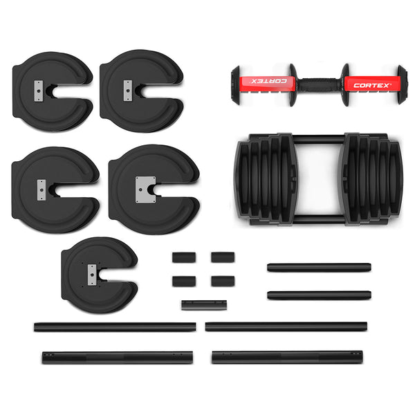 Cortex Revolock V2 80kg Adjustable Dumbbell & Barbell Set (40kg Pair) with Stand