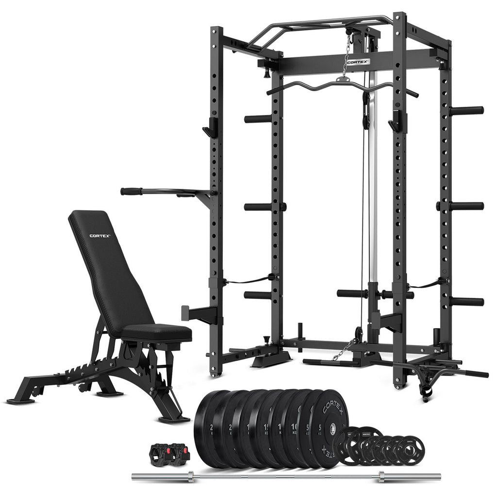 CORTEX PR-4 Foldable Squat & Power Rack + 130kg Olympic Weight Package ...