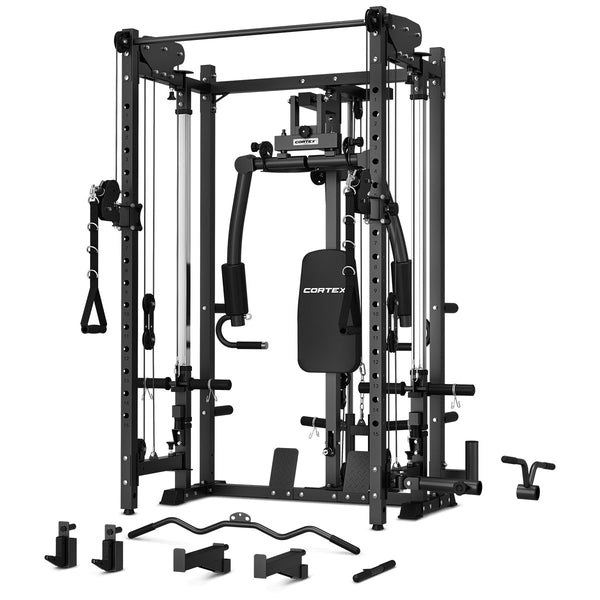 Cortex PR-5 Folding Power Rack with 130kg Olympic Bumper Weight, Bar & Bench Set