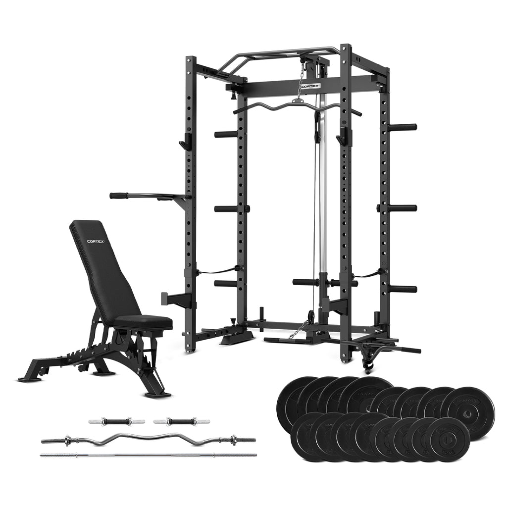 Cortex PR5 Folding Power Rack 90kg Endurashell Weight Bars and Bench ...