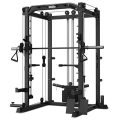 CORTEX SM-20 6-in-1 Power Rack with Smith & Cable Machine + BN-9 Bench + 130kg Olympic Bumper Weight Plate & Barbell Package