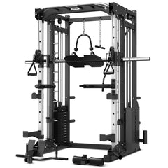 SM-25 6-in-1 Power Rack with Smith & Cable Machine + BN9 Bench + 100kg Olympic Weight Plate & Barbell Package