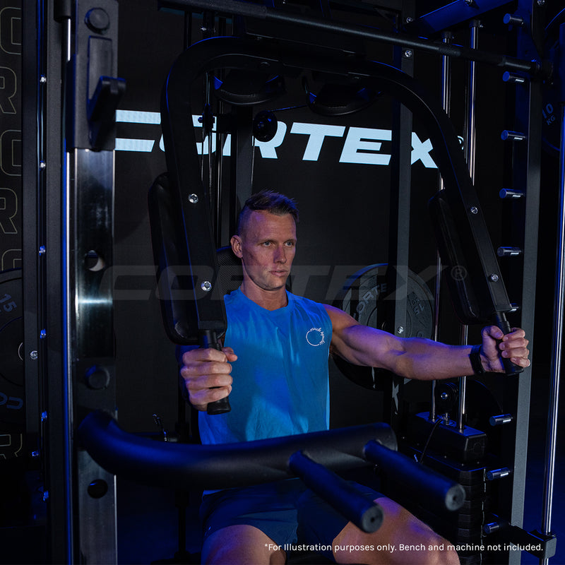 Cortex SM-25 6-In-1 Power Rack with Smith & Cable Machine + Jammer Arms + Chest Fly Attachment + 23kg Weights Add On + BN-9 Bench + Ultimate Olympic Bumper Weight Plate & Barbell Package
