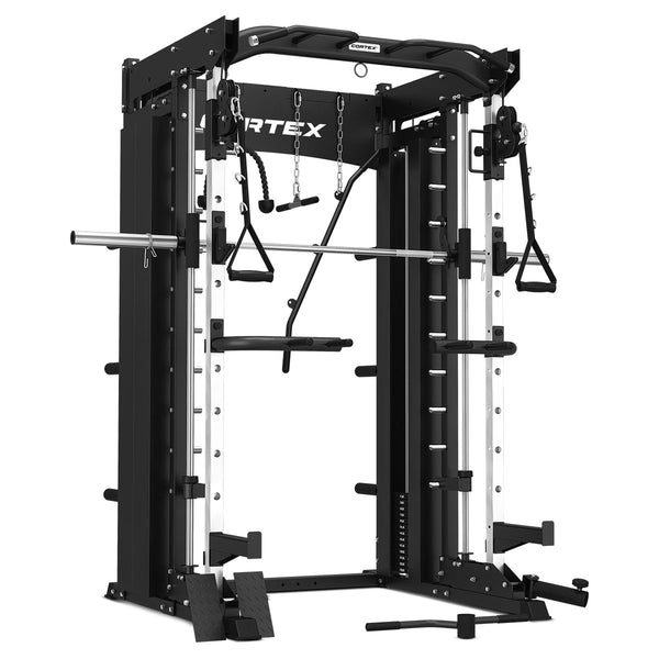 CORTEX SM-26 6-in-1 Power Rack with Dual Stack Smith & Cable Machine + BN6 Bench + 130kg Olympic Weight Plate & Barbell Package