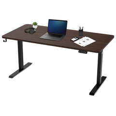 ErgoDesk Dual Motor Electric Standing Desk 160cm (Walnut/Black)