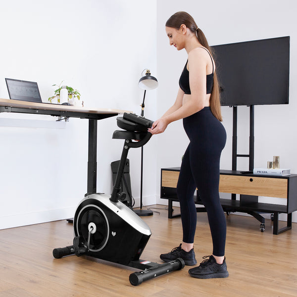 Cyclestation3 Exercise Bike with ErgoDesk Automatic Standing Desk 1800mm in Oak