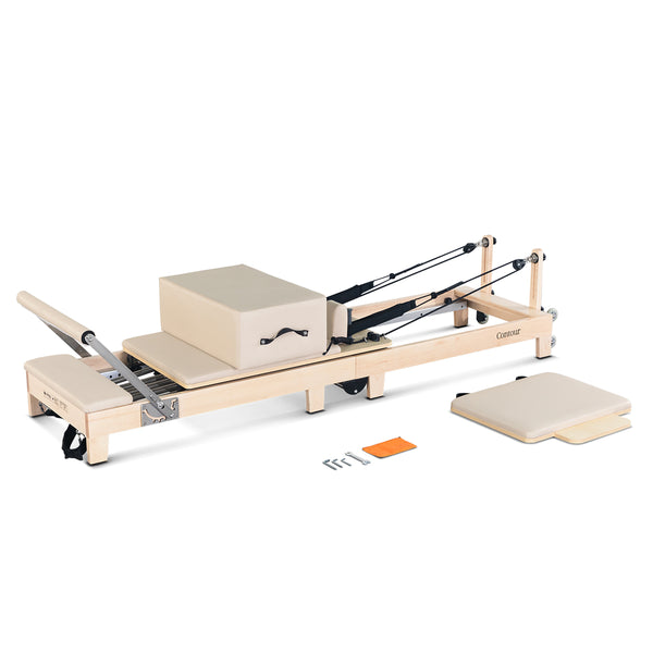 Contour Folding Wooden Pilates Reformer Machine (Beige)
