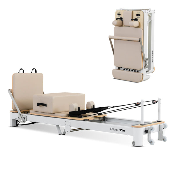 Contour Pro Folding Aluminum Pilates Reformer Bed Set (Beige)
