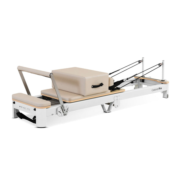 Contour Pro Folding Aluminum Pilates Reformer Bed Set (Beige)