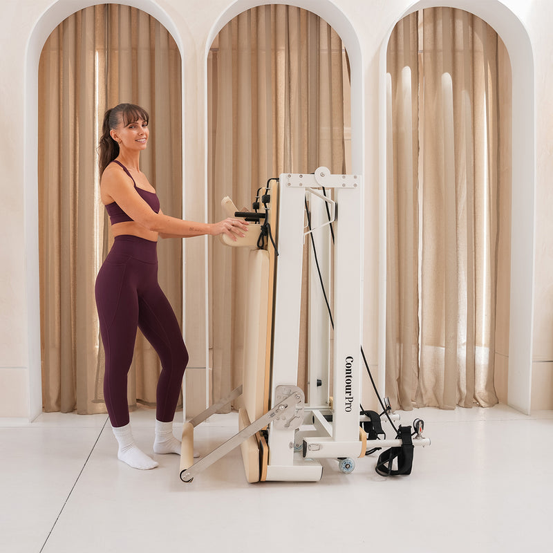 Contour Pro Folding Aluminium Pilates Reformer Machine (Beige)