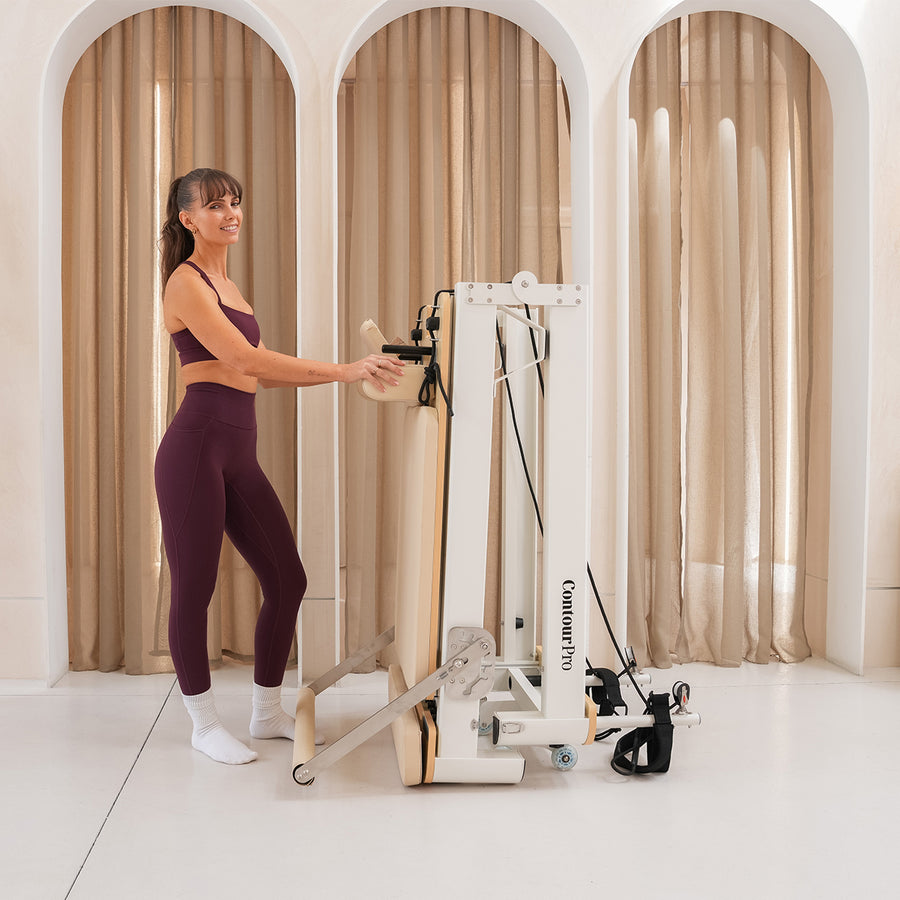 Contour Pro Folding Aluminium Pilates Reformer Machine (Beige)