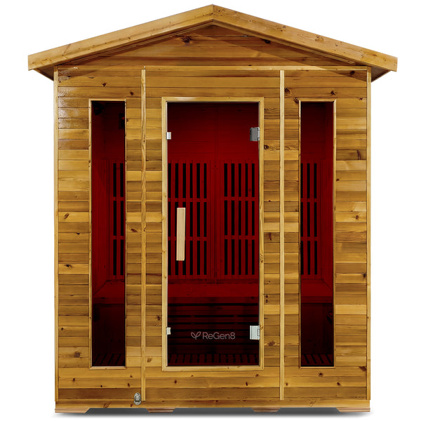 ReGen8 Quadro Outdoor - 4 Person Infrared Sauna (Natural)