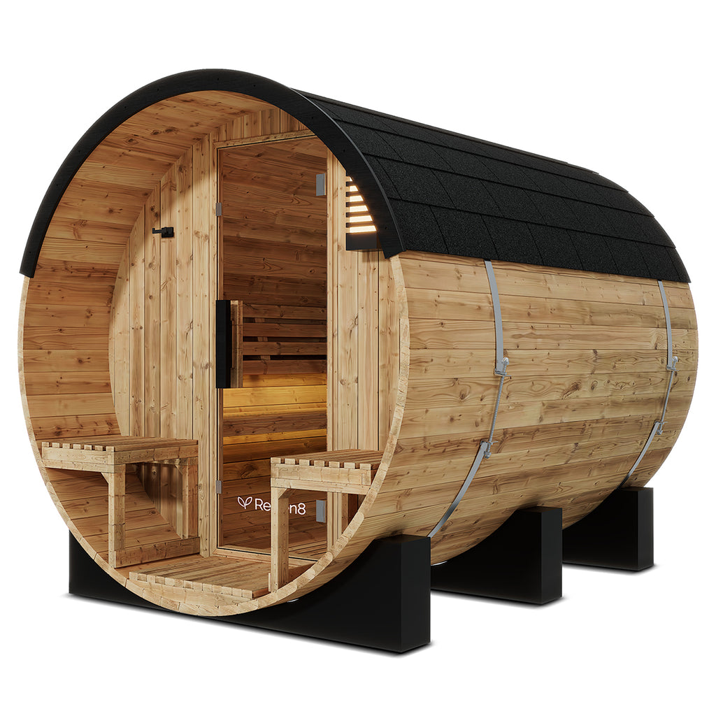ReGen8 Venturo 4 Person Outdoor Barrel Sauna | Lifespan Fitness