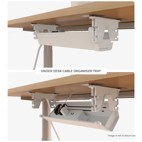 ErgoDesk Automatic Standing Desk 1500mm (White) + Cable Management Tray