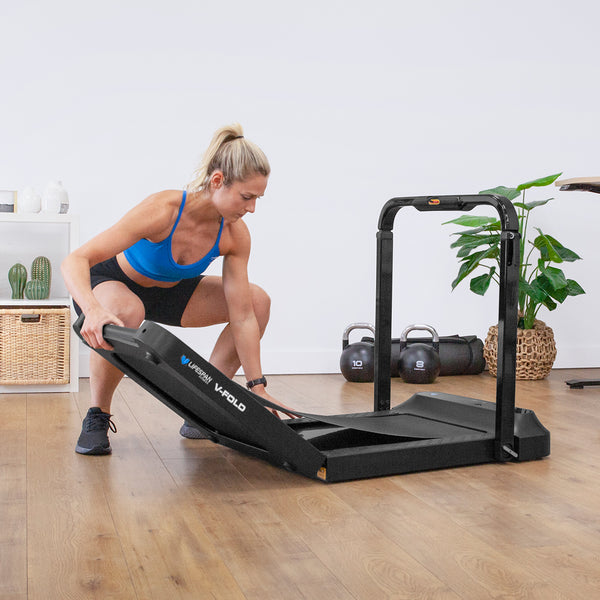 V-FOLD Treadmill with ErgoDesk Automatic Standing Desk 1500mm in Oak